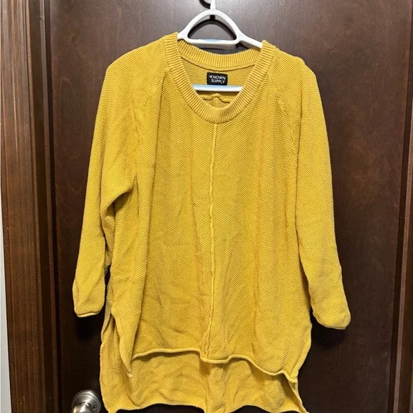 Yellow Crew Neck Sweater with Cozy Fit - Picture 1 of 3